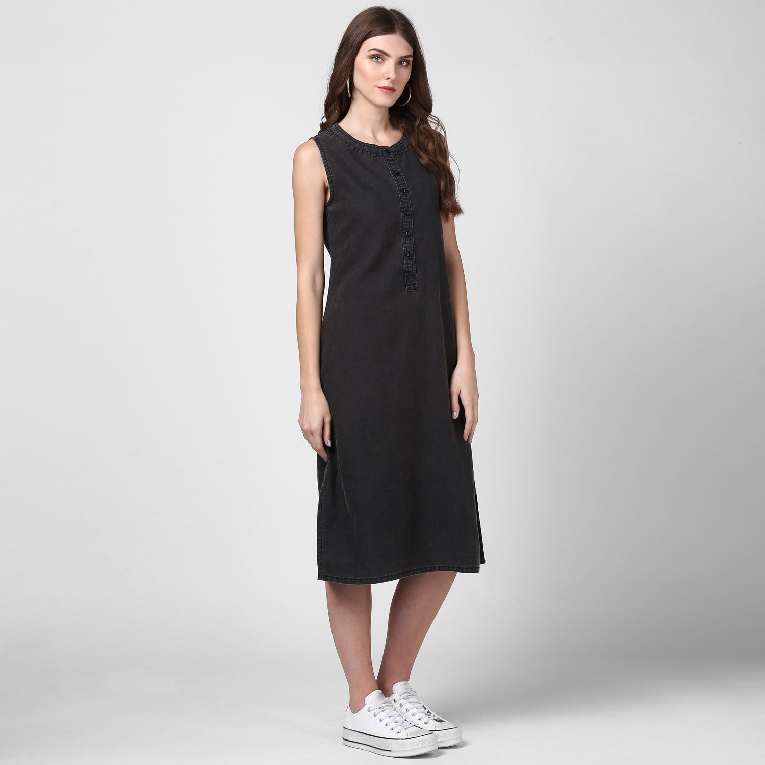 StyleStone Women's Black Denim Dress