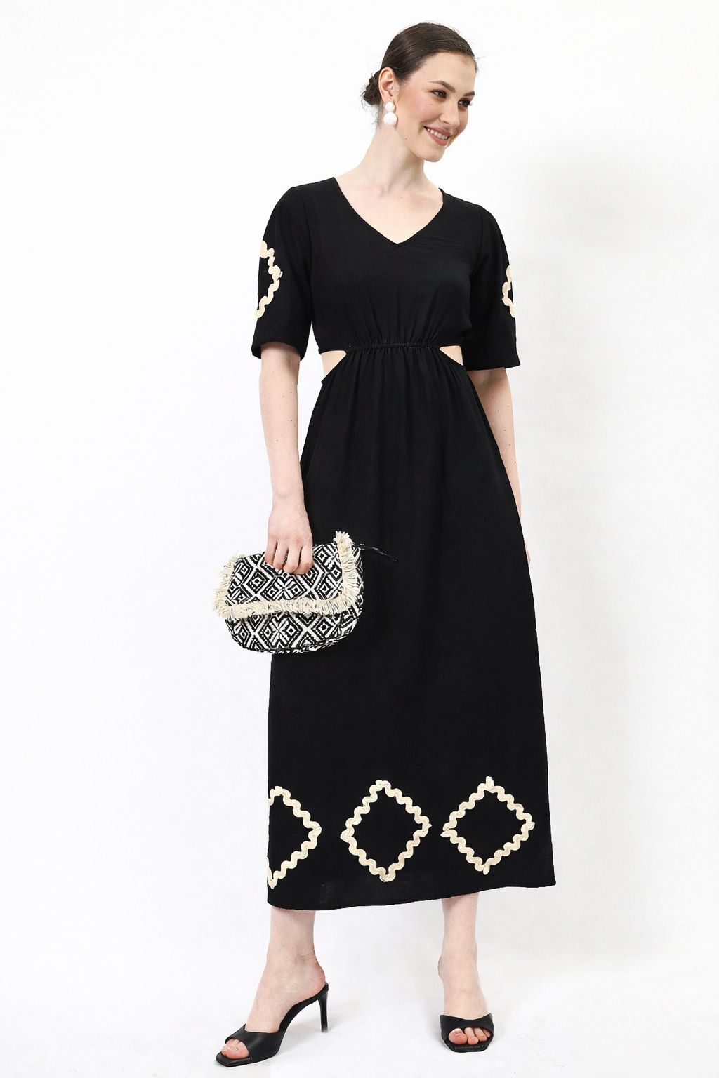 Puff Sleeve Linen A-Line Maxi Dress