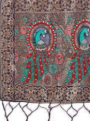 Majestic Linen Cotton Saree with Royal Peacock Pallu - A Celebration of Heritage and Grace