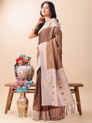 Graceful Blue & Beige Lichi Silk Saree with Elegant Woven Pallu – Timeless Beauty for Every Occasion