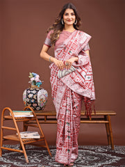 Threads of Tradition: Beige Linen Cotton Saree Woven with Stories of Grace & Heritage