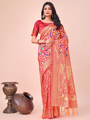 Majestic Green Silk Saree with Gold Zari & Floral Design – Perfect for Festive & Traditional Occasions