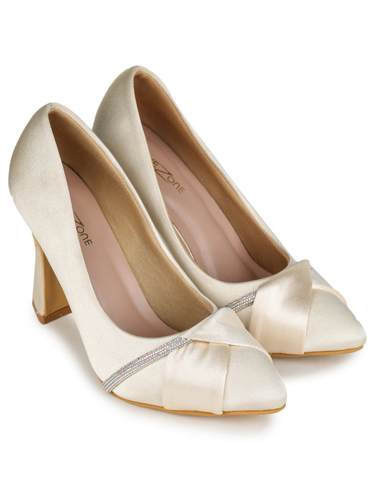 Casual Fashion Pumps 4 Inches Block Closed Back Pointed Toe Heels
