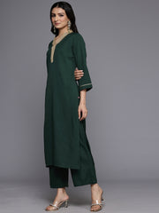 Women Green Gota Lace Embellished Kurta With Bottom And Dupatta