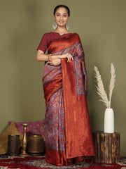 Majestic Red & Teal Silk Saree with Rich Woven Pallu – A Regal Touch for Special Moments