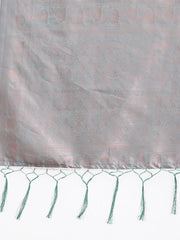 Elegant Peach Pink Linen Cotton Saree for Women – Soft Lightweight Saree with Subtle Self-Weave & Tassel Pallu