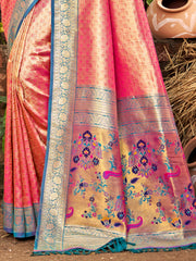 Kanjivaram Silk Saree for Women Yellow Wedding Wear with Red Blouse Rich Zari Woven Design Saree