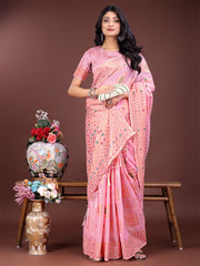 Elegant Sky Blue Linen Saree with Intricate Woven Patterns – Lightweight Grace for Everyday and Festive Moments