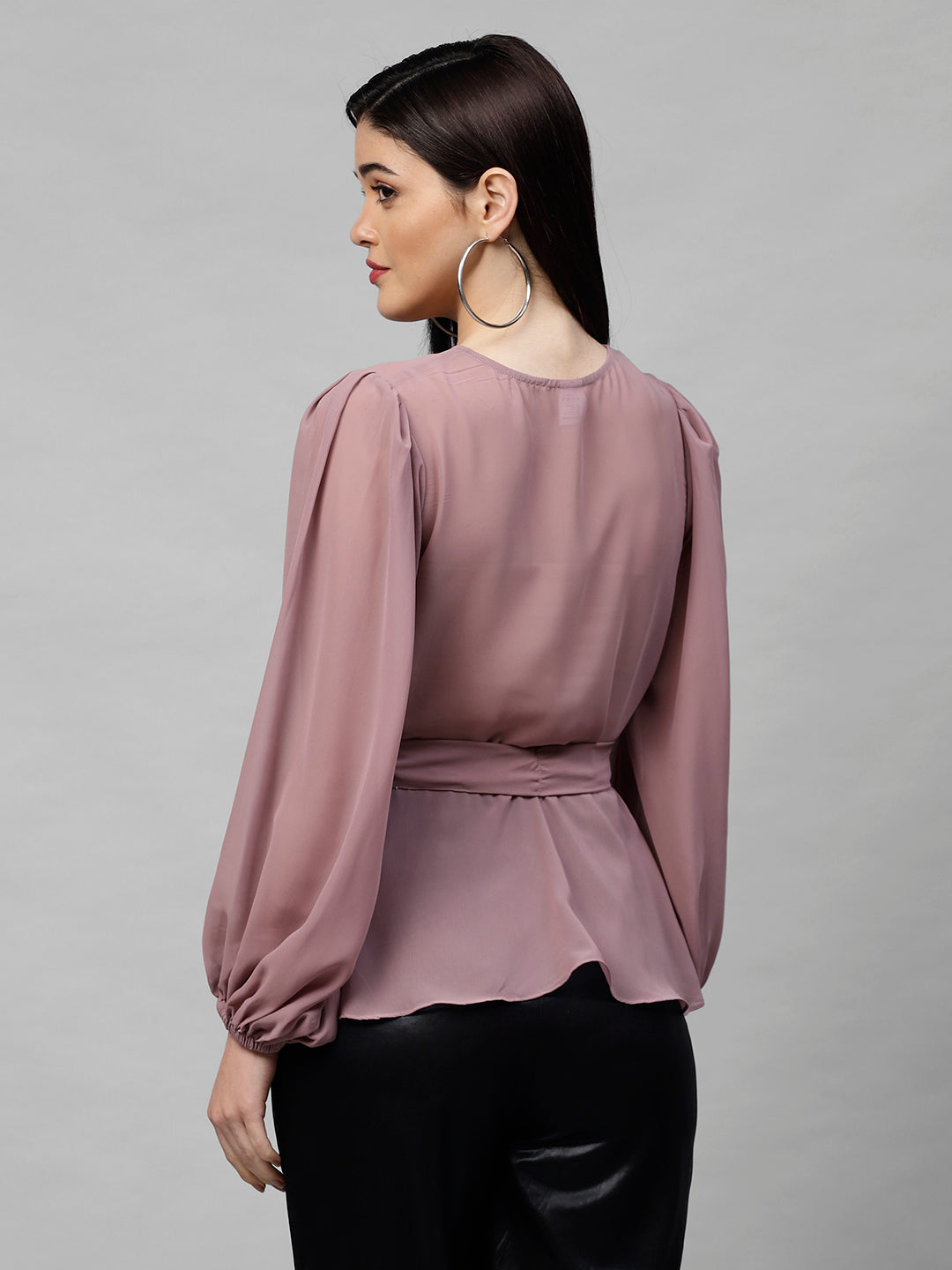 Mauve Sheer Wrap Top