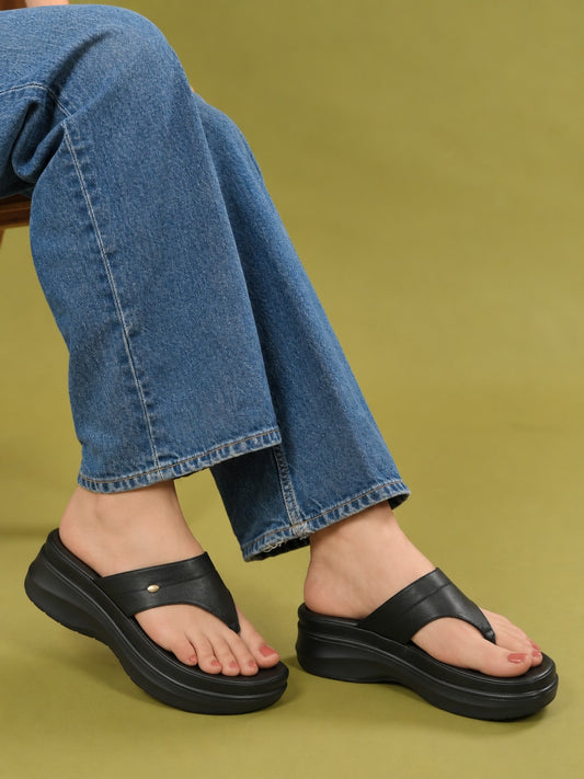 Casual Fashion Open Back Wedge Sandals 1 inch Heels