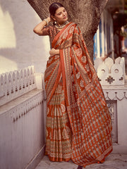 Women's Crepe Printed Designer Saree With Blouse Piece