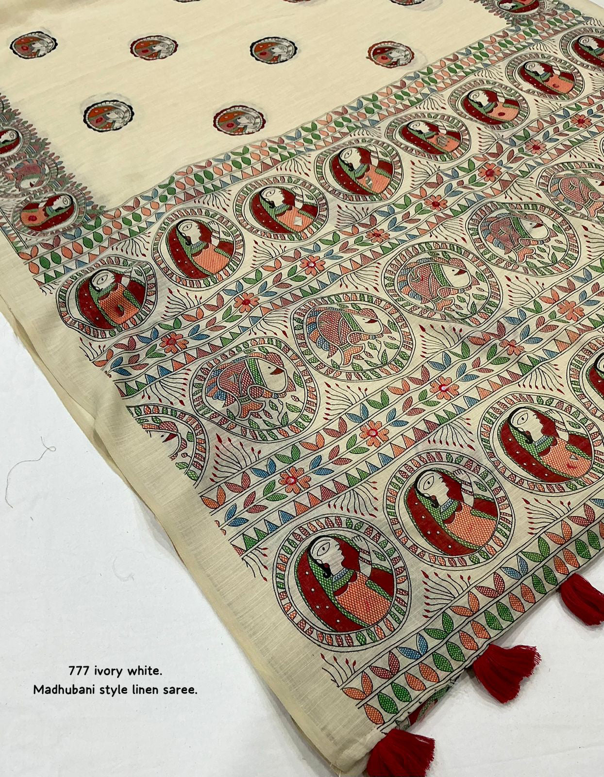 Soft linen saree with shaded style prints.