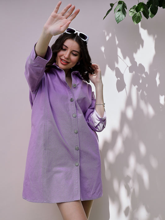 Denim Shirt Collar Shirt Casual Dress