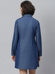 Women's Ice Blue Denim Shirt dress