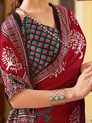 Women's Crepe Printed Designer Saree With Blouse Piece