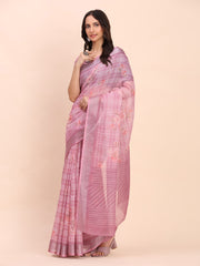 Rust Cotton Cotton Saree with Tribal Floral Print | Bold Ethnic Design | Lightweight Casual & Festive Saree for Women