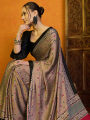 Women's Satin Printed Designer Saree With Blouse Piece