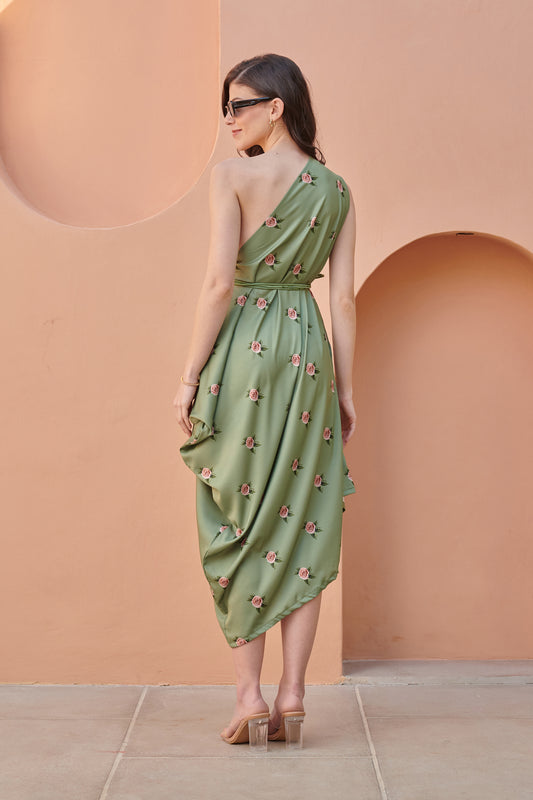 Seafoam Green One-Shoulder Dress