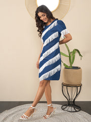 Women's Denim Dress with fringe detail