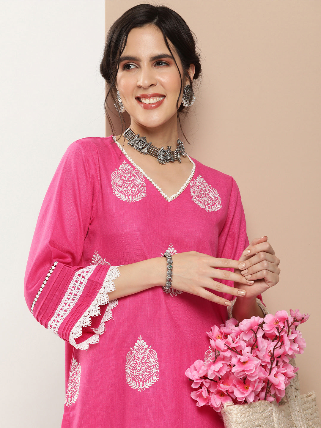 Ethnic Motifs Embroidered Regular Kurta With Palazzos