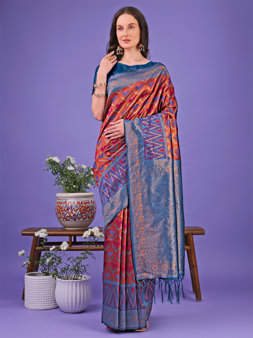 ASTITA - Radiant Lichi Silk Saree - A Touch of Royalty in Every Thread