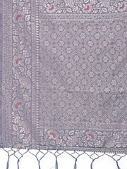 Elegant Sea Green Linen Cotton Saree with Silver Zari – Perfect Blend of Comfort & Charm