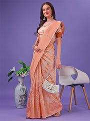 Light Green Lichi Silk Saree with Floral Weaving & Tassel Pallu – Elegant Festive & Party Wear Saree