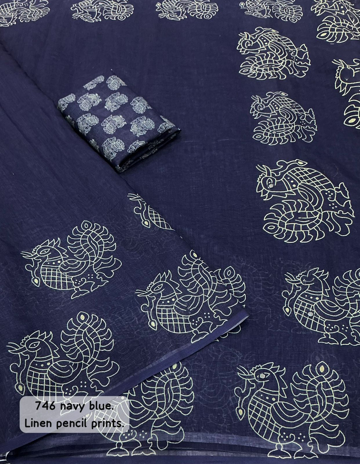 Soft linen saree with shaded style prints.
