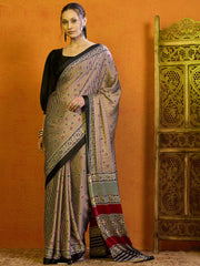 Women's Satin Printed Designer Saree With Blouse Piece