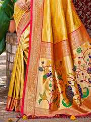 Elegant Kanjivaram Silk Saree with Rich Zari Work and Peacock Pallu | Traditional Bridal and Festive Wear