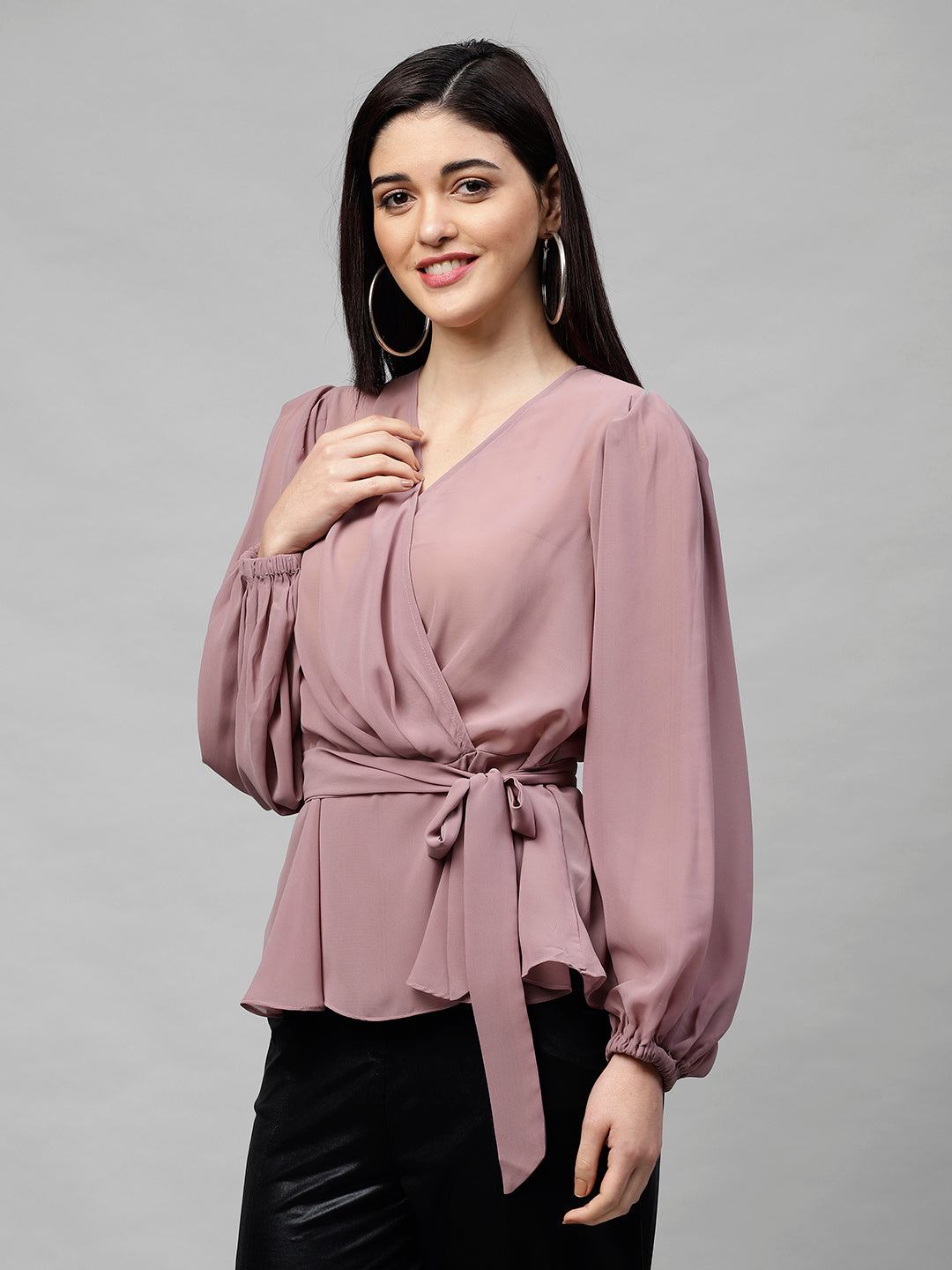 Mauve Sheer Wrap Top