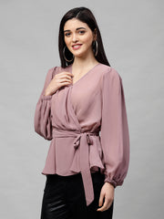 Mauve Sheer Wrap Top