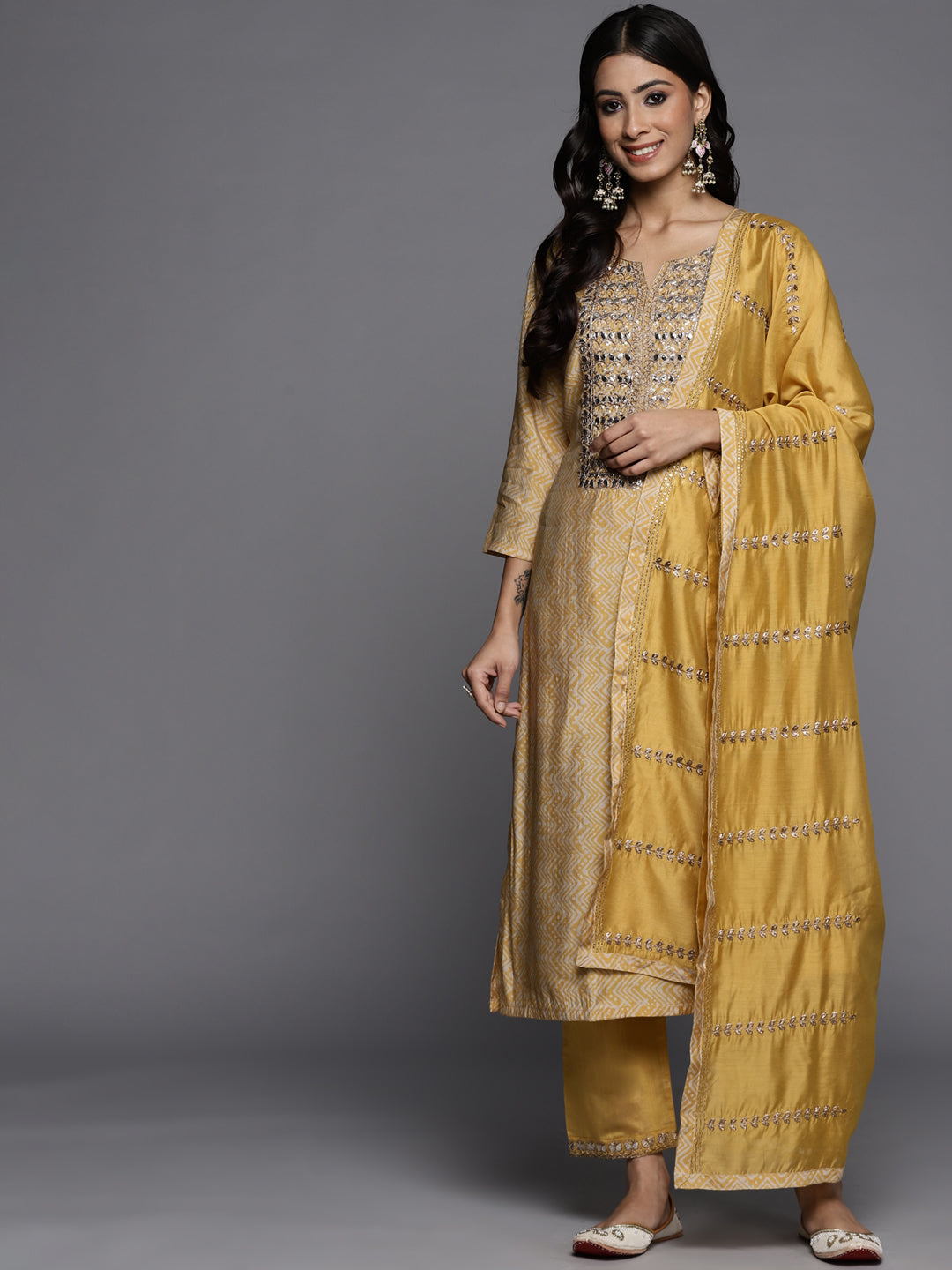 Women Turquoise Blue Strap Style Kurta Paired With Tonal Bottom And Tonal Dupatta