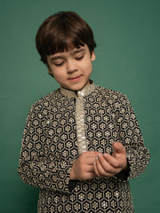 Boys' Black Kurta And Pyjama Set