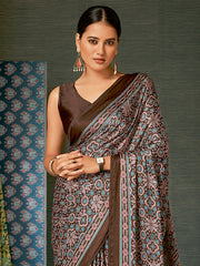 Women's Crepe DigitalPrint DesignerSaree With Blouse Piece