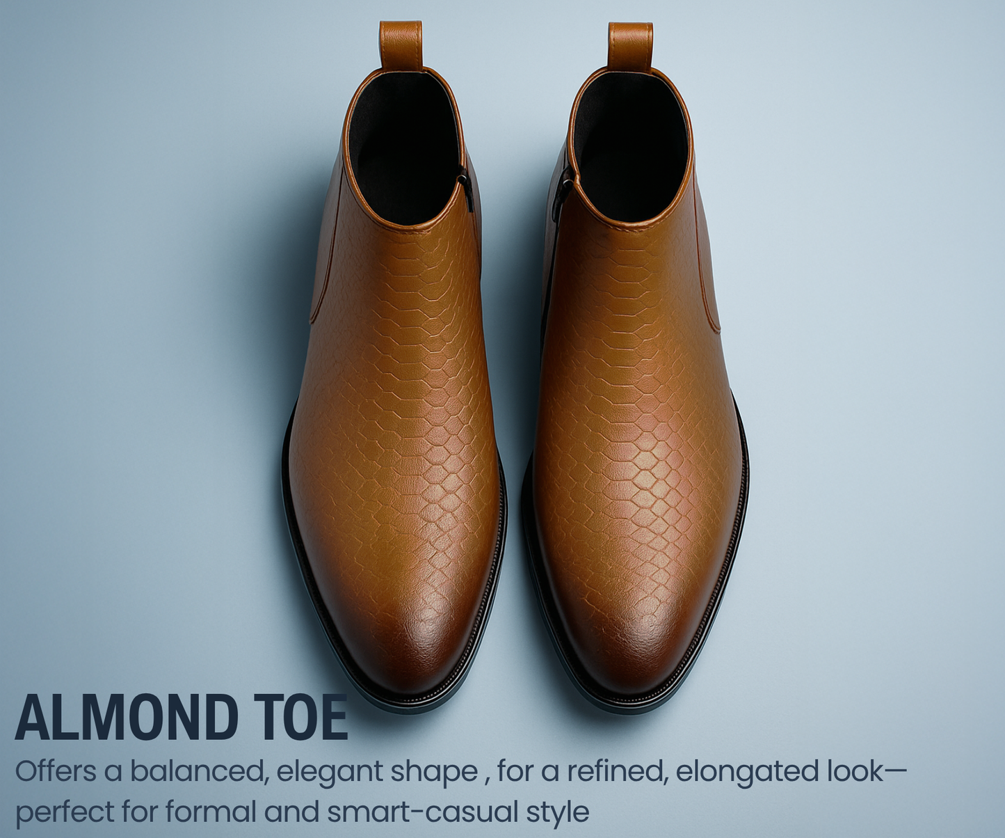 Kraasa - ORION-X Men's Vegan Leather Chelsea Boots Classic Almond Toe Ankle Boots with Textured Finish | Formal & Smart Casual Boots