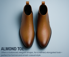 ORION-X Men's Vegan Leather Chelsea Boots Classic Almond Toe Ankle Boots with Textured Finish | Formal & Smart Casual Boots