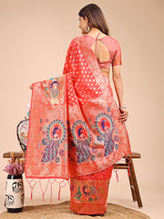 Majestic Linen Cotton Saree with Royal Peacock Pallu - A Celebration of Heritage and Grace