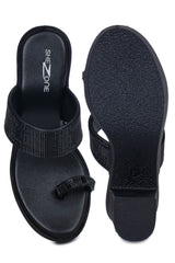 Casual Fashion Sandals 4 Inches Block Open Back Round Toe Heels