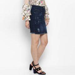 Women's Distressed Denim Skirt