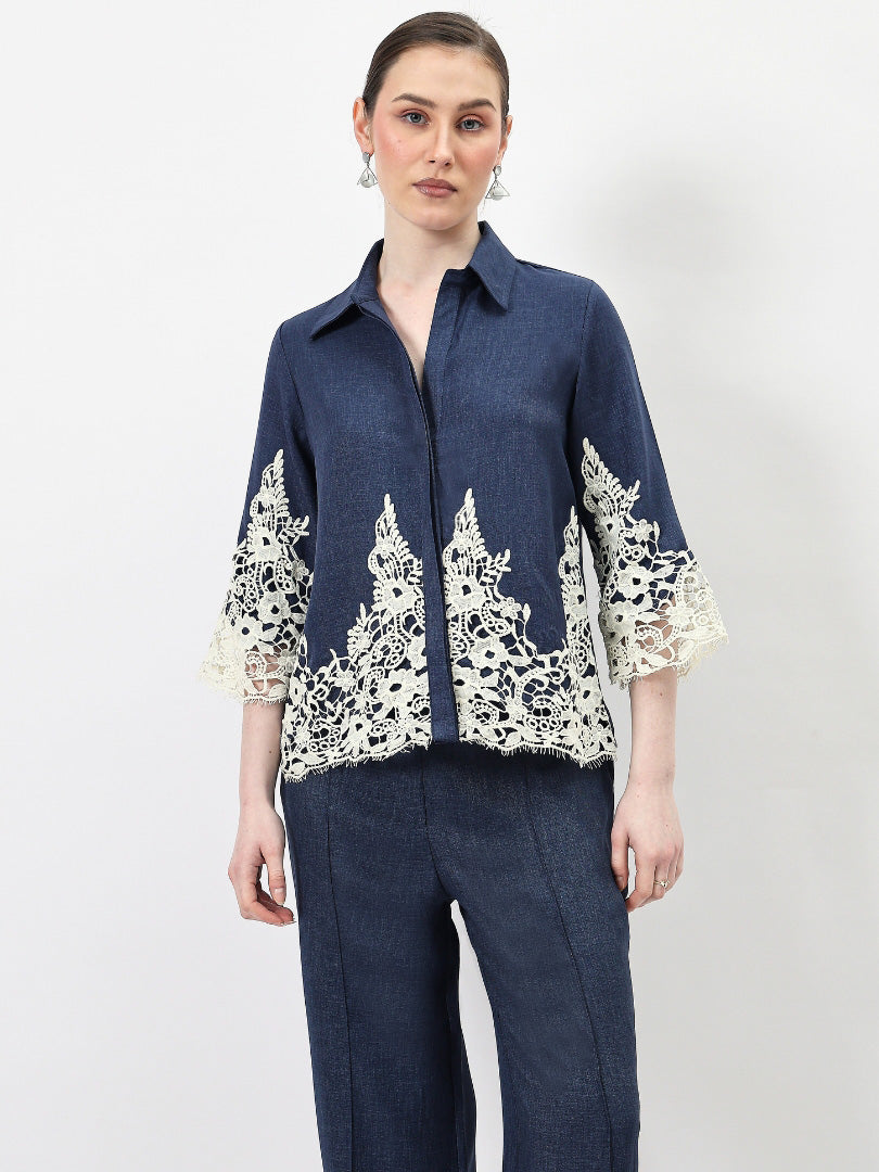 Embellished Embroidered Linen Top
