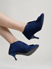 حذاء Shoetopia ذو الكعب العالي باللون الأزرق مع تفاصيل فيونكة للنساء والفتيات