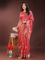 Teal Blue Linen Cotton Saree with Woven Geometric Zari Motifs – Elegant Festive Wear for Women
