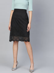 Black Lace A-Line Skirt