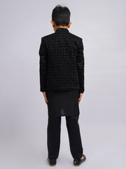 Boys' Black Jodhpuri, Kurta and Pyjama Set