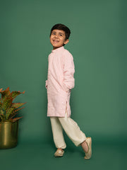 Boys' Pink Kurta And Pyjama Set