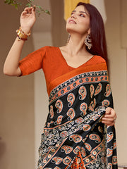 Women's Crepe Printed Designer Saree With Blouse Piece