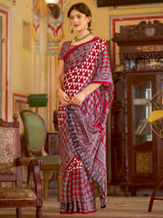 Women's Crepe Printed Designer Saree With Blouse Piece