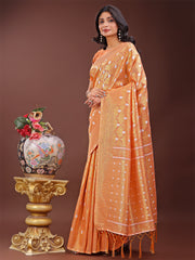Elegant Light Green Linen Saree with Silver Zari Butta & Pallu – Daily Wear | Festive Look | Soft Feel