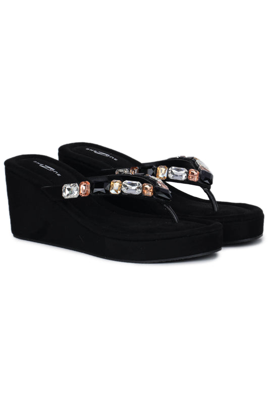 Casual Fashion Sandals 3 Inches Wedge Open Back Round Toe Heels